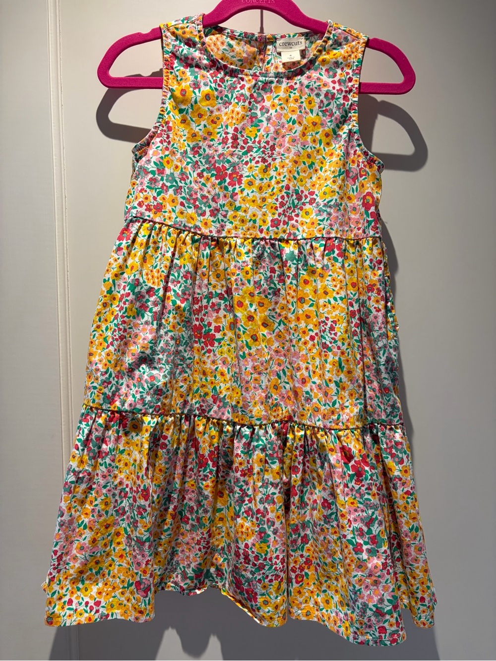 Crewcuts Yellow Floral Tiered Sleeveless Dress